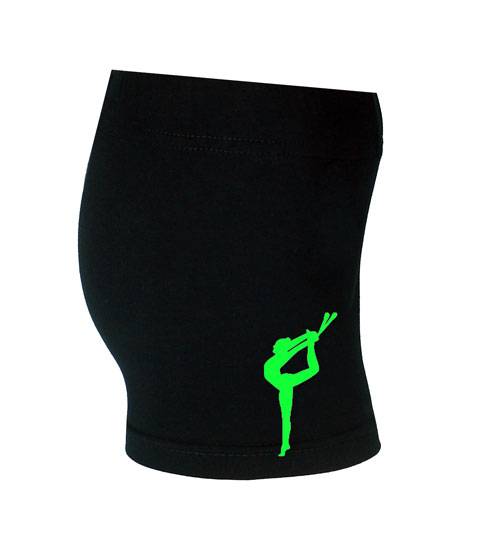 Kinder Shorts schwarz / Motiv neon grün