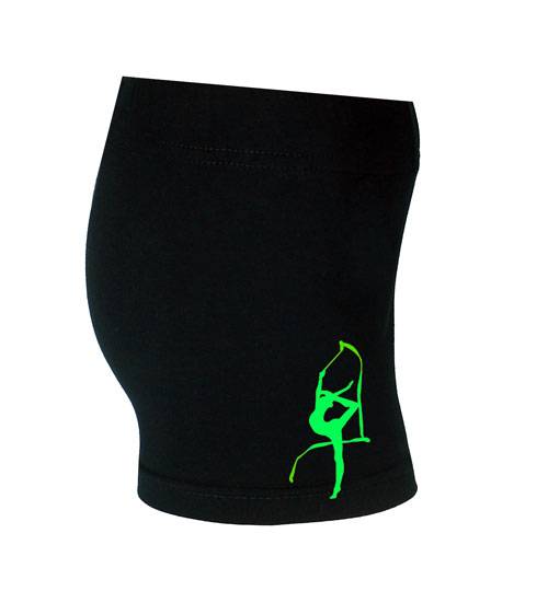 Kinder Shorts schwarz / Motiv neon grün