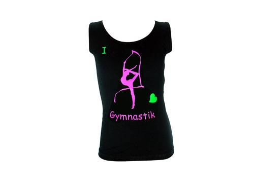 Kinder Top schwarz / Motiv in neon pink