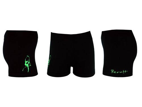 Kinder Shorts schwarz / Motiv neon grün