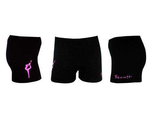 Kinder Shorts schwarz / Motiv neon pink